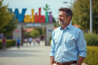 Homme d'affaires observant le parc Walibi RhôneAlpes